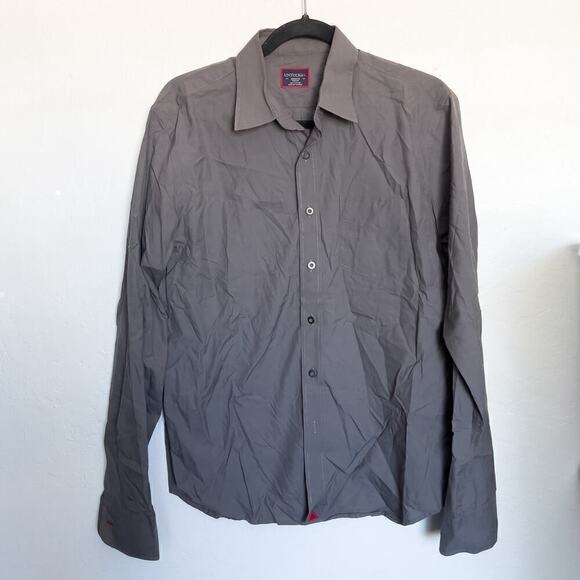 Untuckit Button Down Long Sleeve Dress Shirt Slim Fit Medium Dark Gray - Picture 1 of 4